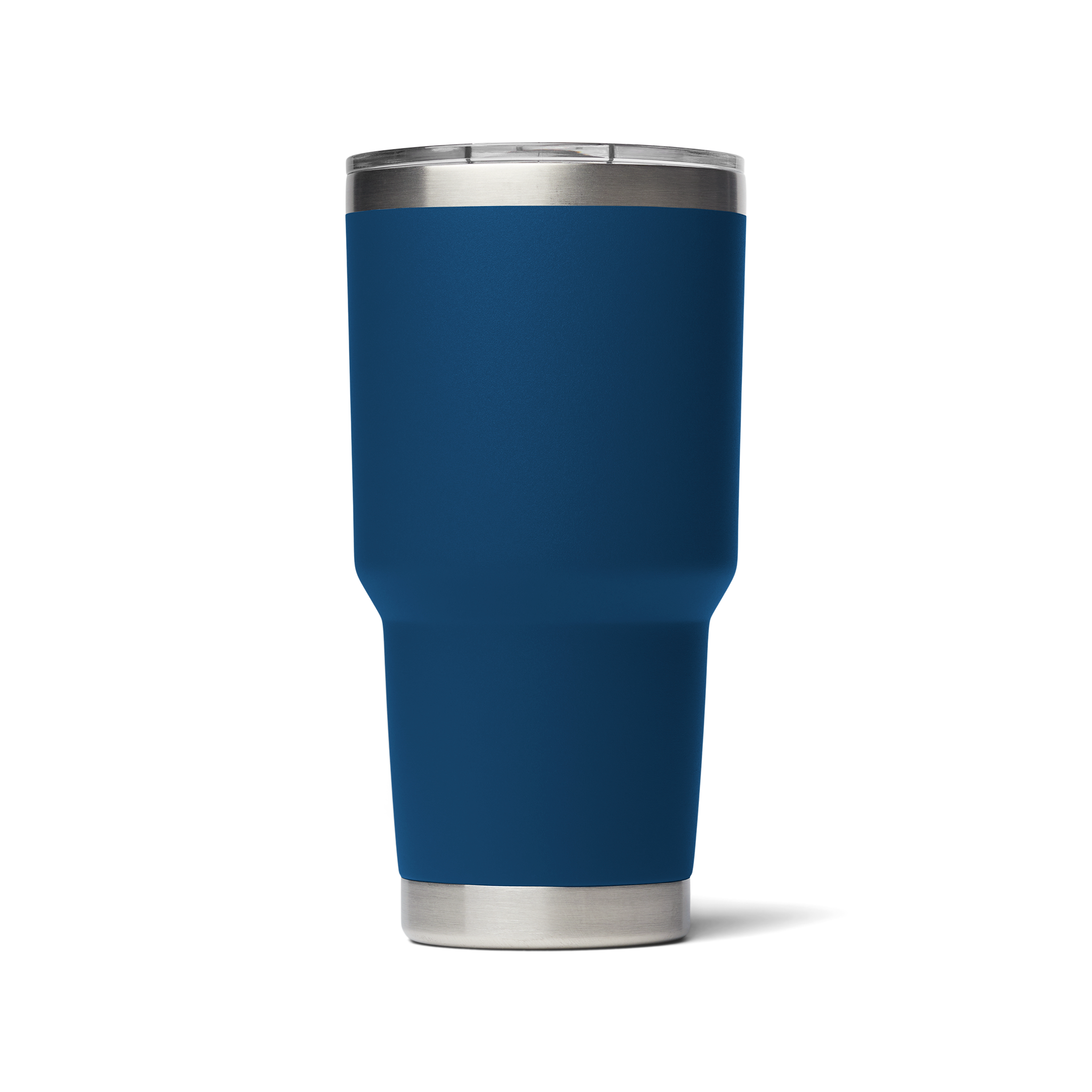 A blue 30 oz tumbler with magnetic slider lid. Stainless steel.